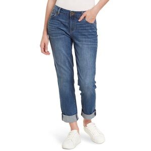 KUT FROM THE KLOTH Carrie Boyfriend Jeans Roll Cuff Straight Leg Stretch Denim